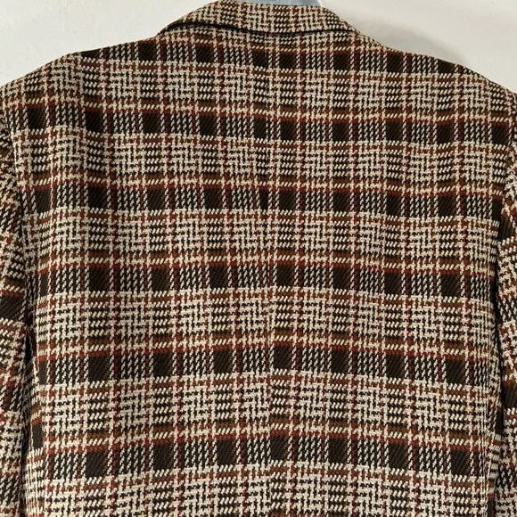 60’s Vintage ‘Continental Club’ Brown Plaid Two Button Blazer - Picture 8 of 11